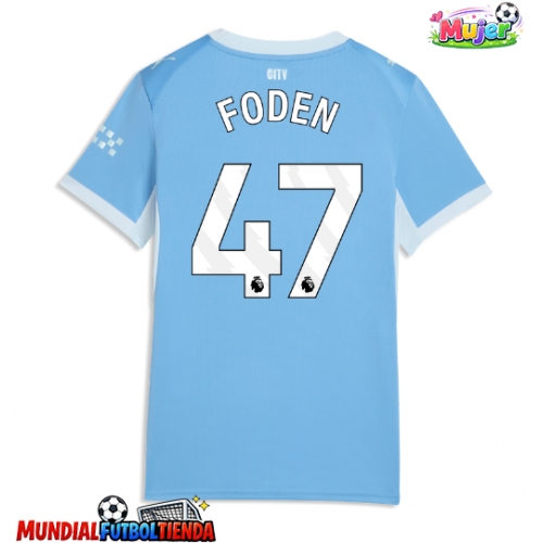 Camiseta Manchester City Phil Foden #47 Primera Equipación Replica 2026-27 para mujer mangas cortas